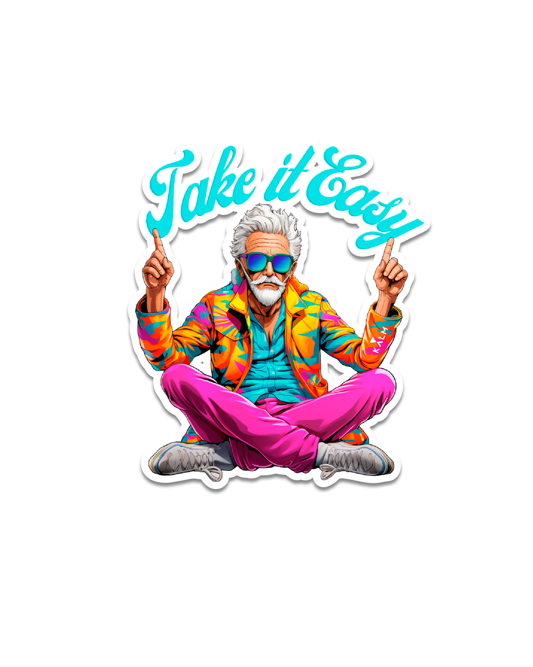 Kalm ''TAKE IT EASY'' Yogi Man Sticker. Personalize Anything with Our Stickers, Durable and Water-Resistant