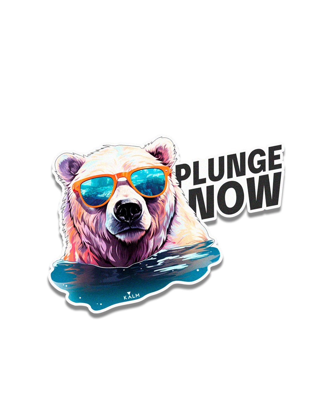Kalm ''PLUNGE NOW'' Polar Bear' Sticker. Personalize Anything with Our Stickers, Durable and Water-Resistant