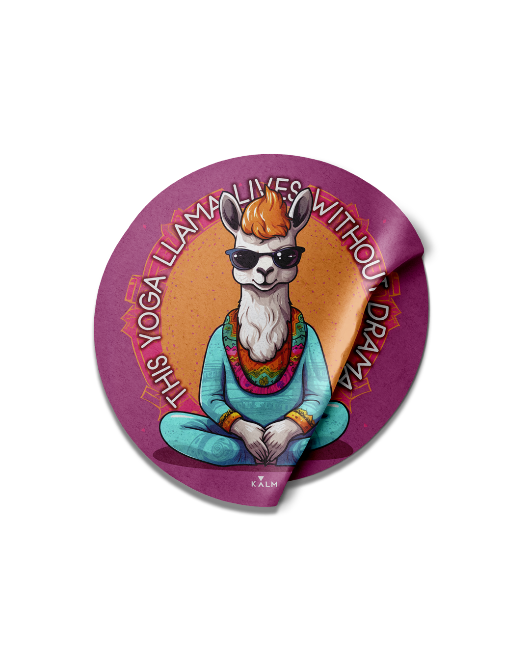 Kalm YOGA LLAMA Sticker. Personalize Anything with Our Stickers, Durable and Water-Resistant