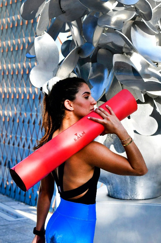 KALM Manifest Yoga Mat Eco-Friendly made with Natural Rubber for Best Grip and Excellent Support. ACT Red.